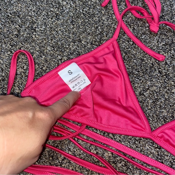 Bundle for $4!  Wrap Waist Barbie Hot Pink Bikini Top Extra Long String OS S/M - Picture 4 of 9